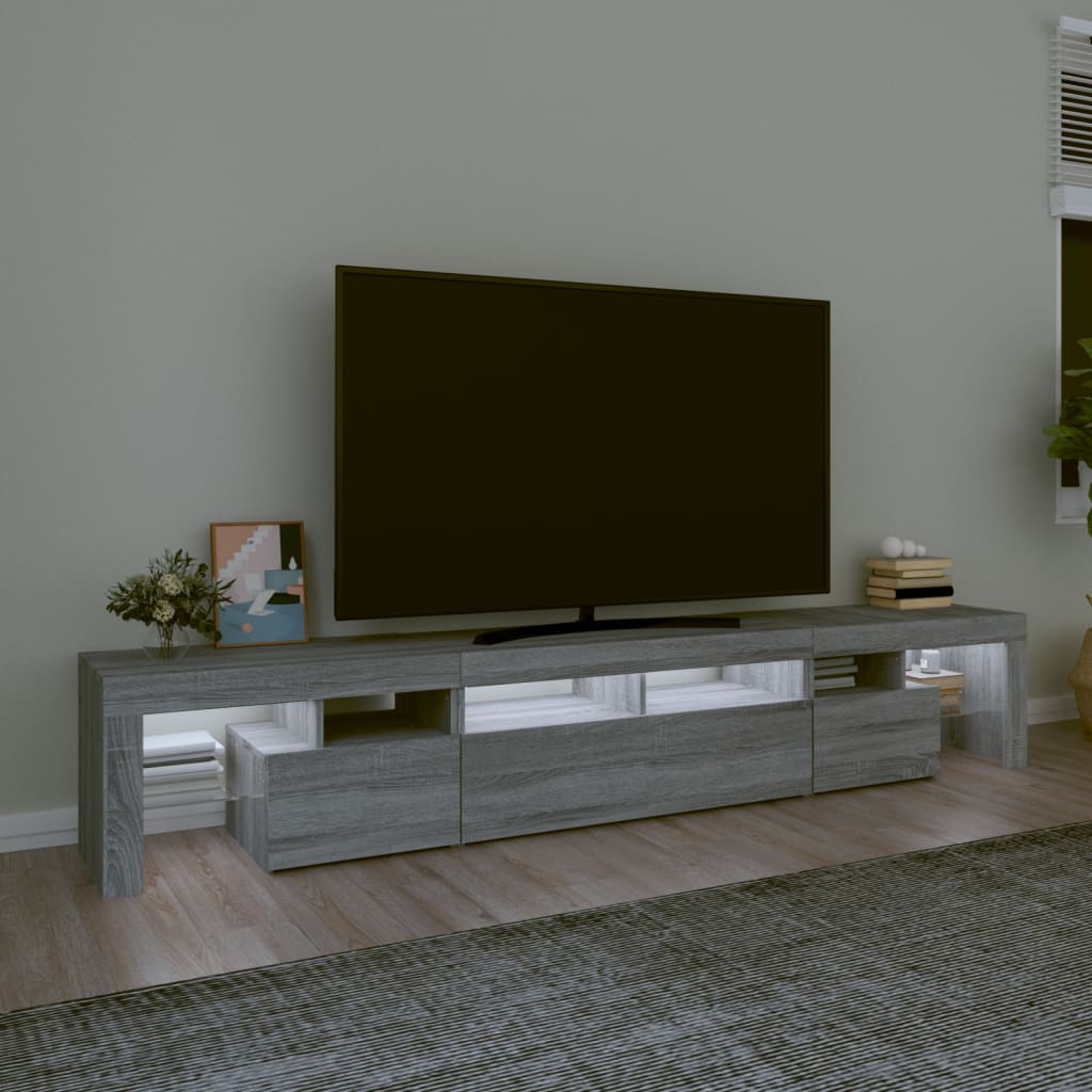 TV-taso LED-valoilla harmaa Sonoma 230x36,5x40 cm - Sisustajankoti.fi