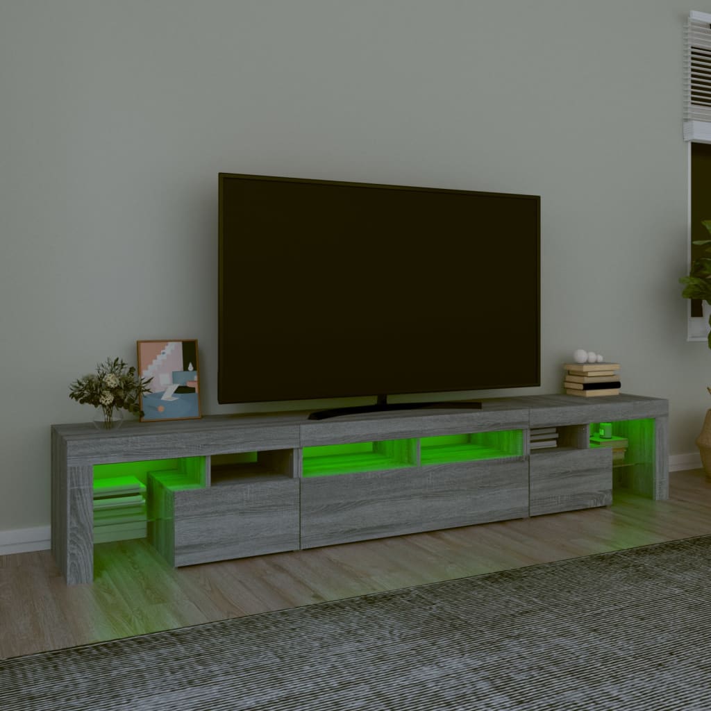 TV-taso LED-valoilla harmaa Sonoma 230x36,5x40 cm - Sisustajankoti.fi