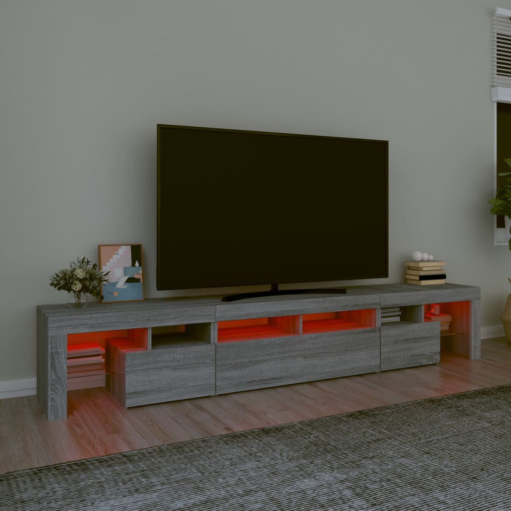 TV-taso LED-valoilla harmaa Sonoma 230x36,5x40 cm - Sisustajankoti.fi