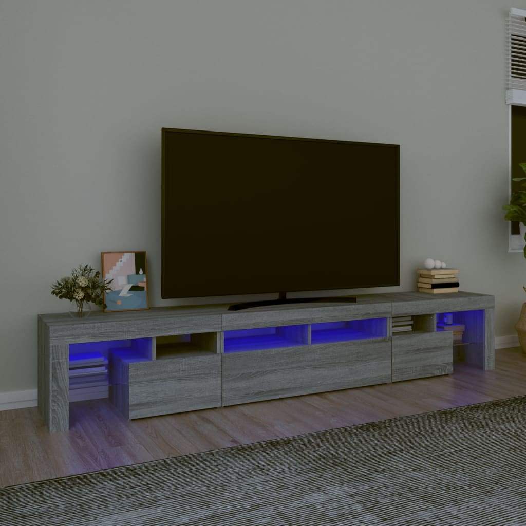 TV-taso LED-valoilla harmaa Sonoma 230x36,5x40 cm - Sisustajankoti.fi