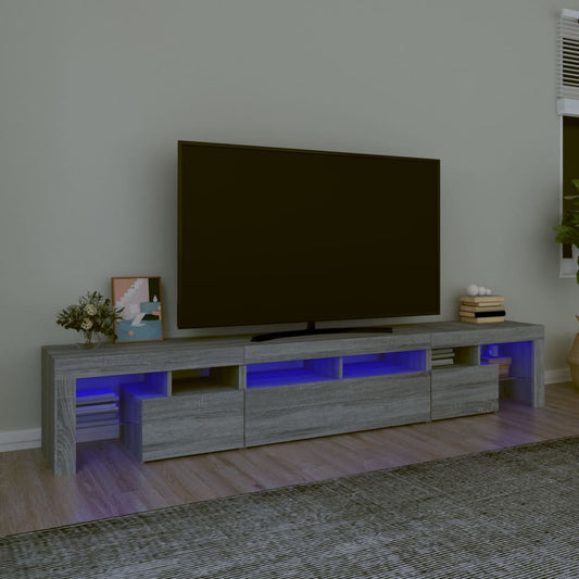 TV-taso LED-valoilla harmaa Sonoma 230x36,5x40 cm - Sisustajankoti.fi