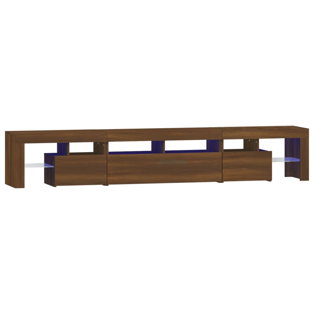 TV-taso LED-valoilla ruskea tammi 230x36,5x40 cm - Sisustajankoti.fi