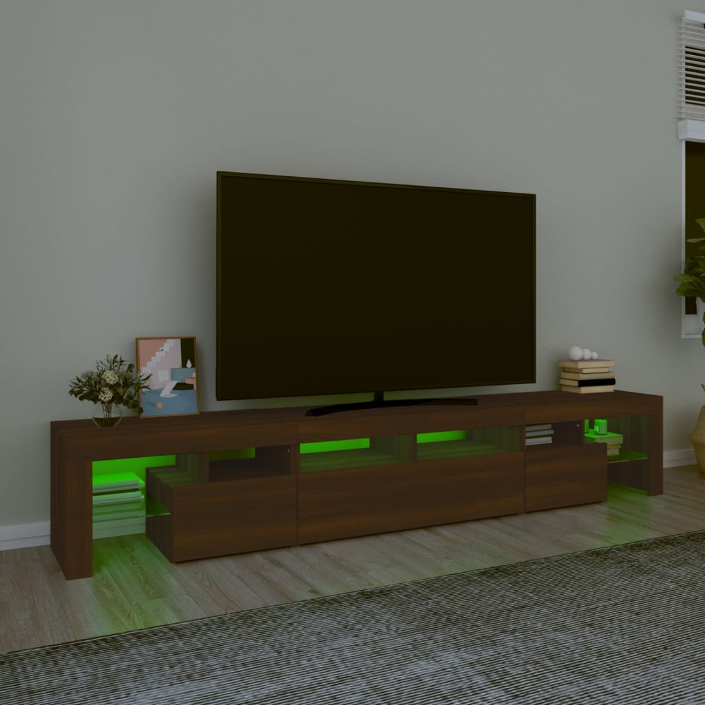 TV-taso LED-valoilla ruskea tammi 230x36,5x40 cm - Sisustajankoti.fi