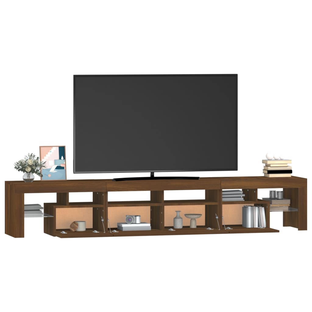 TV-taso LED-valoilla ruskea tammi 230x36,5x40 cm - Sisustajankoti.fi