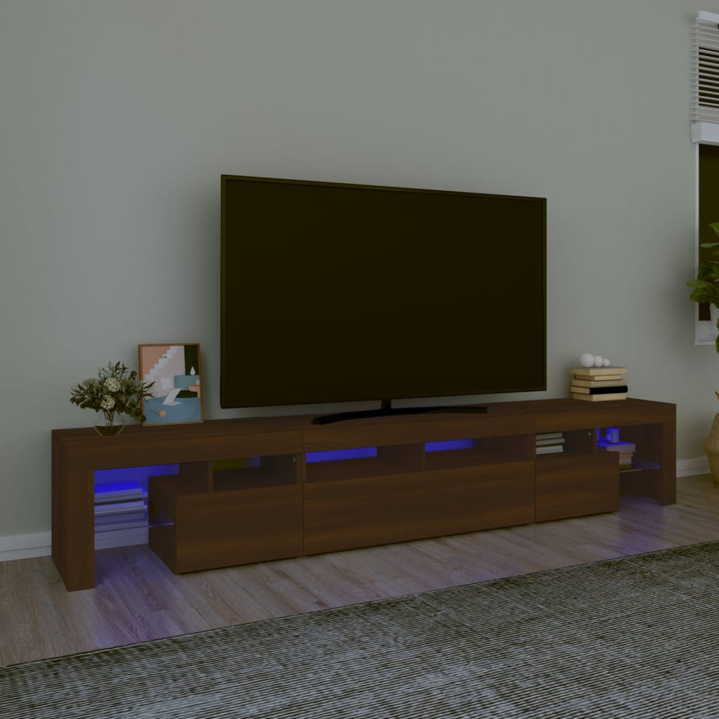 TV-taso LED-valoilla ruskea tammi 230x36,5x40 cm - Sisustajankoti.fi