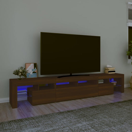 TV-taso LED-valoilla ruskea tammi 230x36,5x40 cm - Sisustajankoti.fi