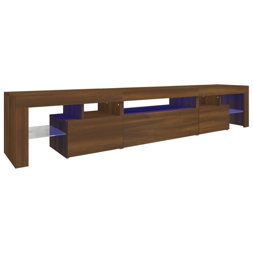 TV-taso LED-valoilla ruskea tammi 215x36,5x40 cm - Sisustajankoti.fi