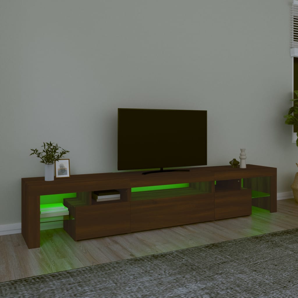 TV-taso LED-valoilla ruskea tammi 215x36,5x40 cm - Sisustajankoti.fi