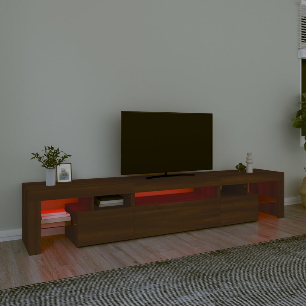 TV-taso LED-valoilla ruskea tammi 215x36,5x40 cm - Sisustajankoti.fi