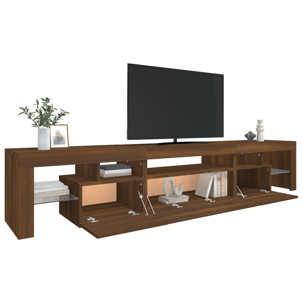 TV-taso LED-valoilla ruskea tammi 215x36,5x40 cm - Sisustajankoti.fi