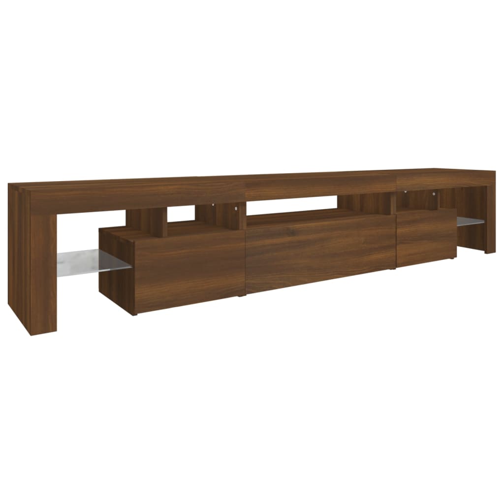 TV-taso LED-valoilla ruskea tammi 215x36,5x40 cm - Sisustajankoti.fi