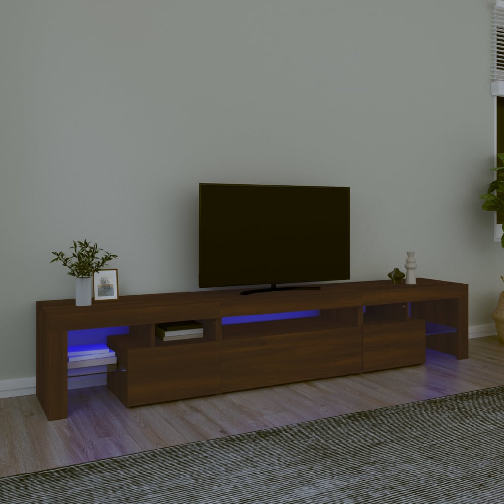 TV-taso LED-valoilla ruskea tammi 215x36,5x40 cm - Sisustajankoti.fi
