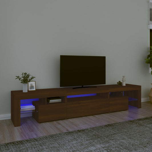 TV-taso LED-valoilla ruskea tammi 215x36,5x40 cm - Sisustajankoti.fi