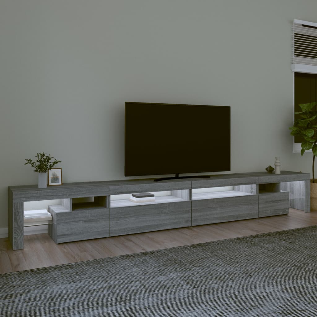TV-taso LED-valoilla harmaa Sonoma 290x36,5x40 cm - Sisustajankoti.fi