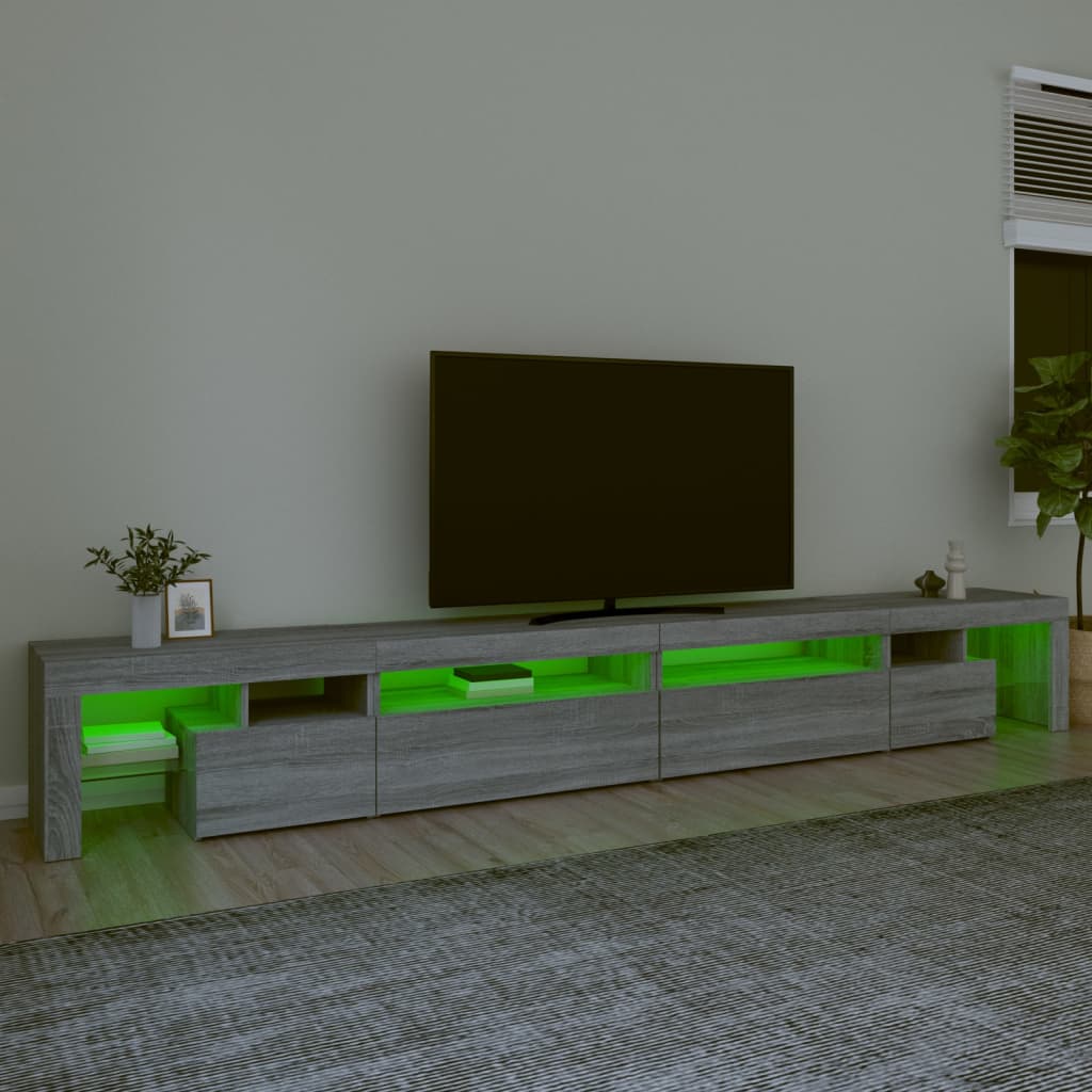 TV-taso LED-valoilla harmaa Sonoma 290x36,5x40 cm - Sisustajankoti.fi