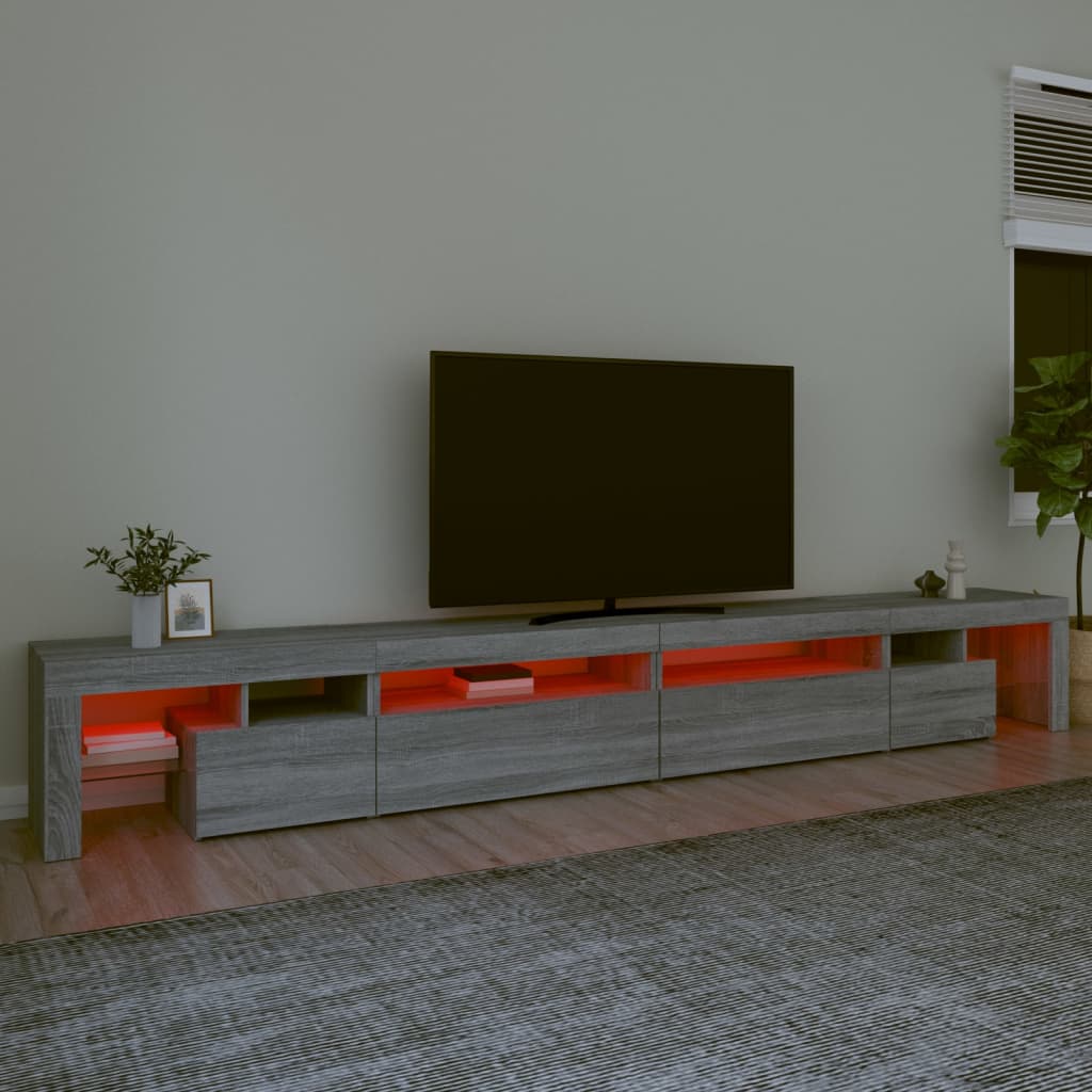 TV-taso LED-valoilla harmaa Sonoma 290x36,5x40 cm - Sisustajankoti.fi
