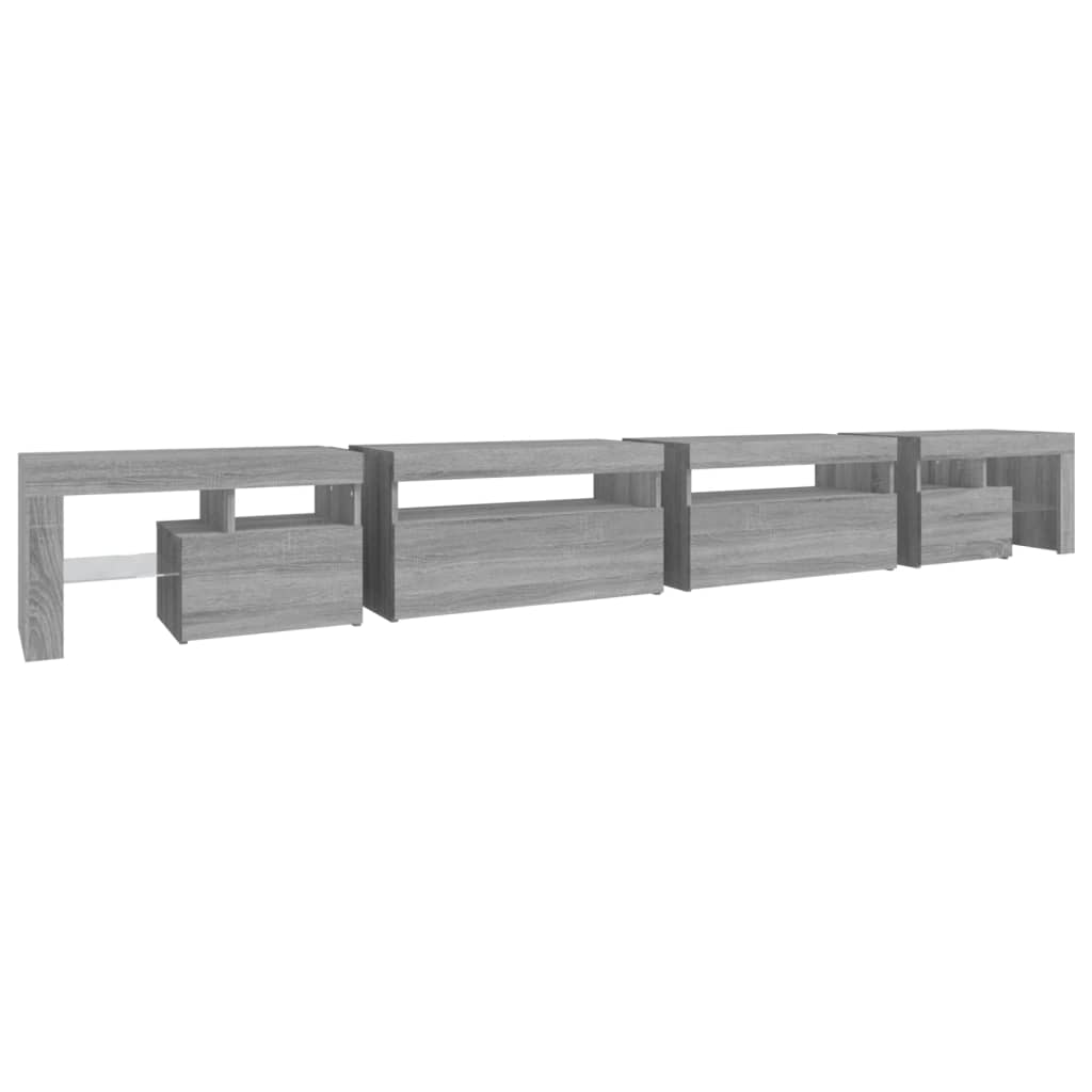 TV-taso LED-valoilla harmaa Sonoma 290x36,5x40 cm - Sisustajankoti.fi