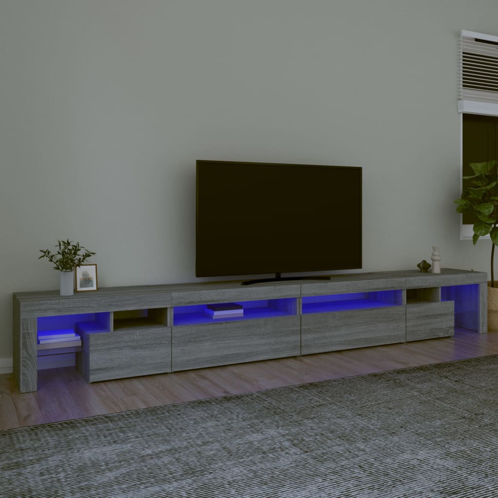TV-taso LED-valoilla harmaa Sonoma 290x36,5x40 cm - Sisustajankoti.fi