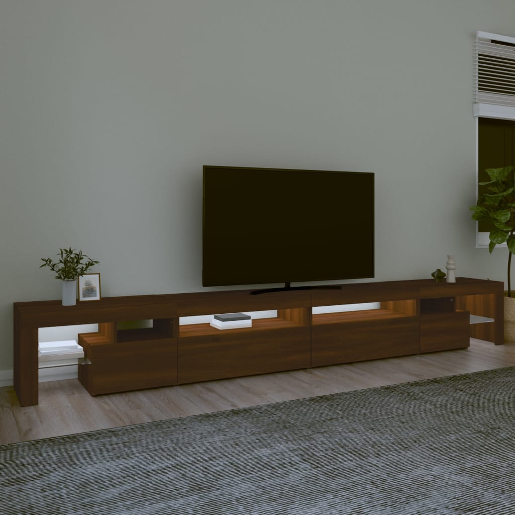 TV-taso LED-valoilla ruskea tammi 290x36,5x40 cm - Sisustajankoti.fi