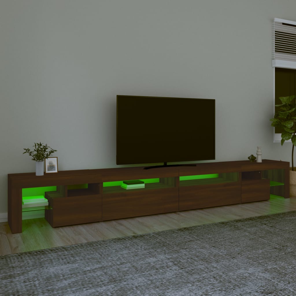 TV-taso LED-valoilla ruskea tammi 290x36,5x40 cm - Sisustajankoti.fi