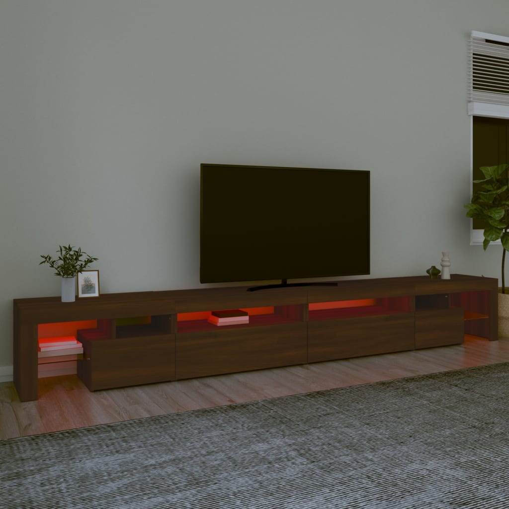 TV-taso LED-valoilla ruskea tammi 290x36,5x40 cm - Sisustajankoti.fi