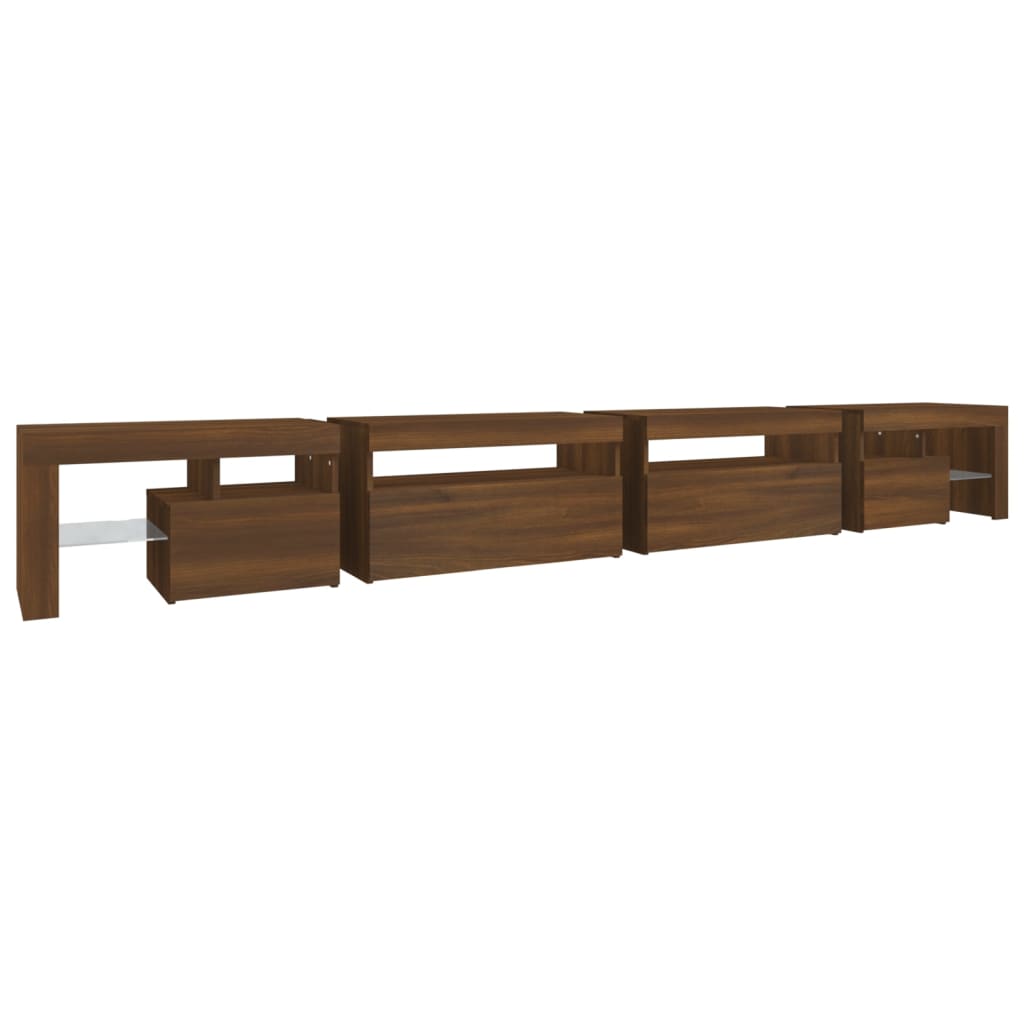 TV-taso LED-valoilla ruskea tammi 290x36,5x40 cm - Sisustajankoti.fi