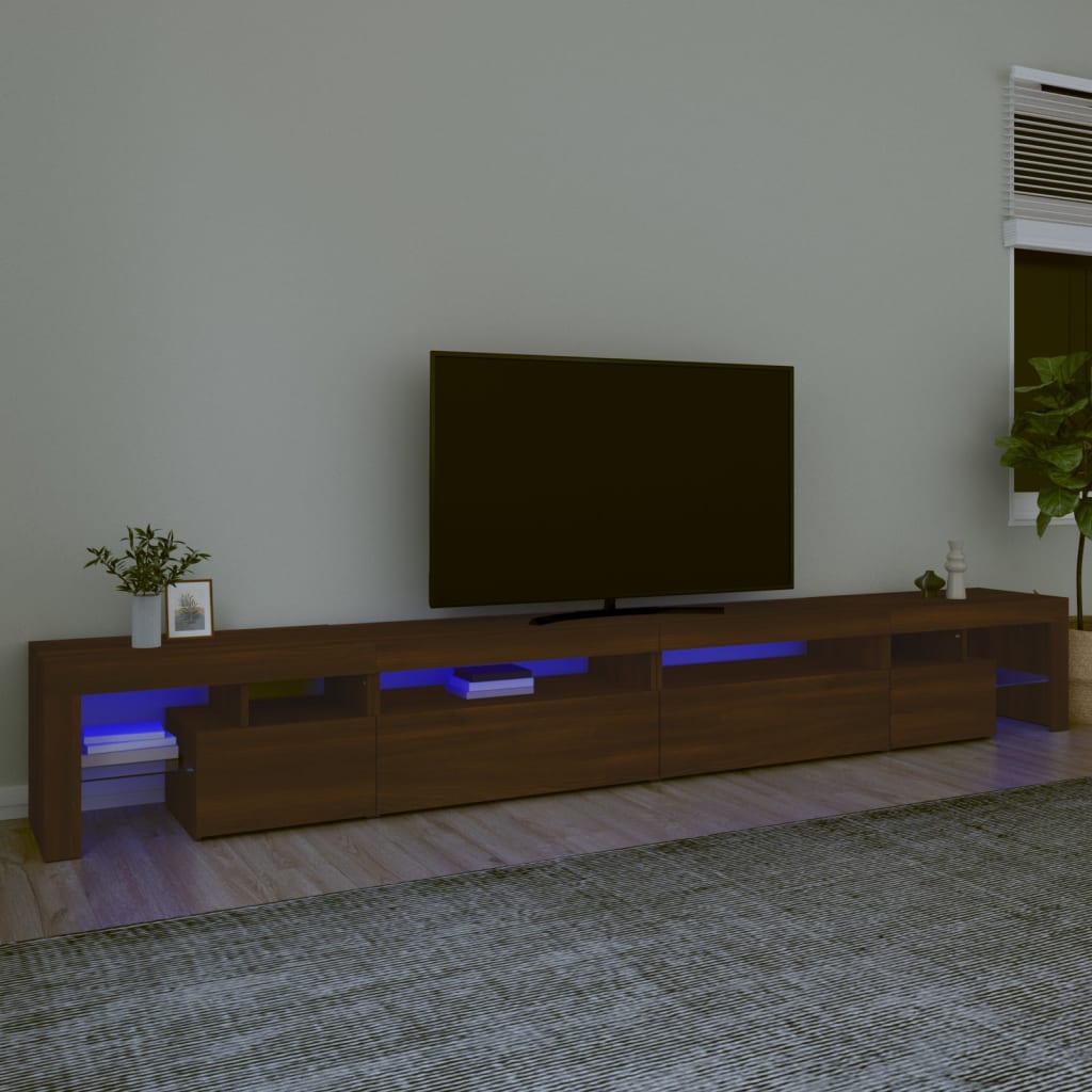 TV-taso LED-valoilla ruskea tammi 290x36,5x40 cm - Sisustajankoti.fi