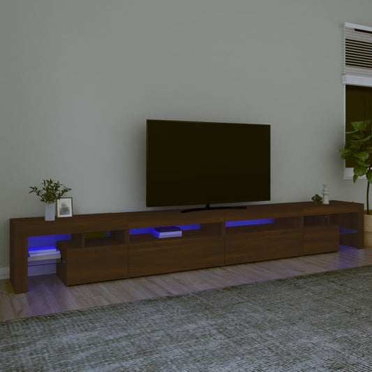 TV-taso LED-valoilla ruskea tammi 290x36,5x40 cm - Sisustajankoti.fi
