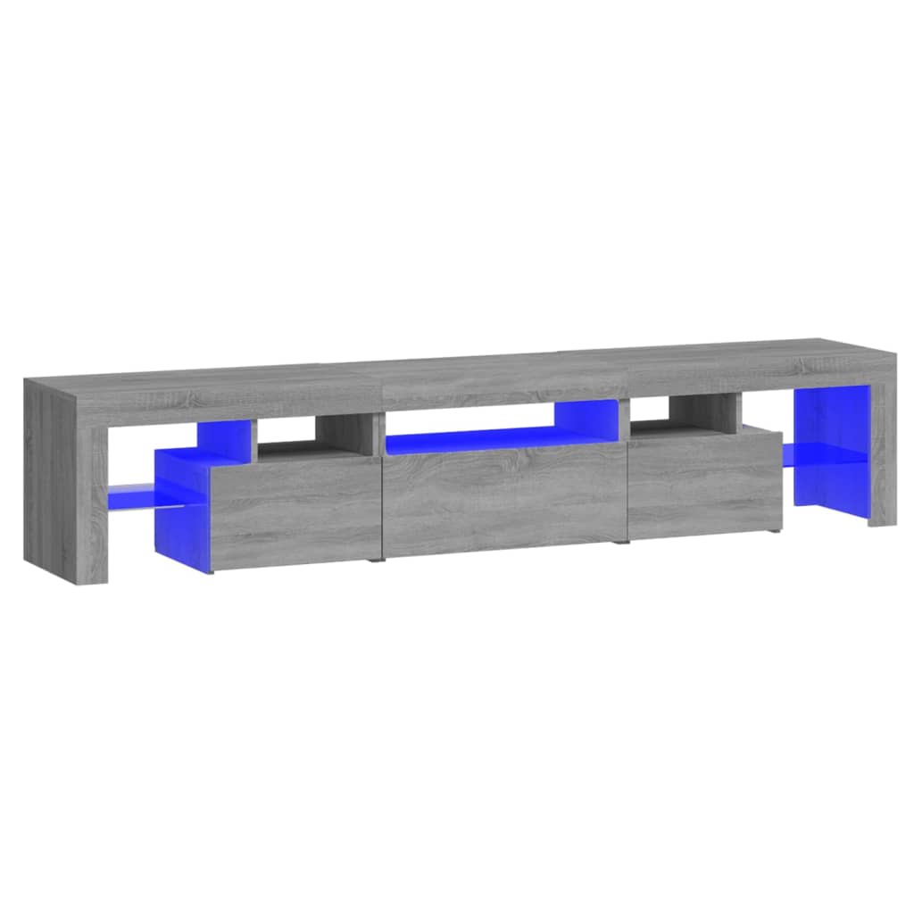 TV-taso LED-valoilla harmaa Sonoma 200x36,5x40 cm - Sisustajankoti.fi