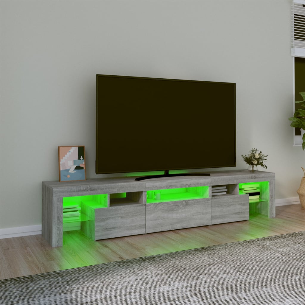 TV-taso LED-valoilla harmaa Sonoma 200x36,5x40 cm - Sisustajankoti.fi