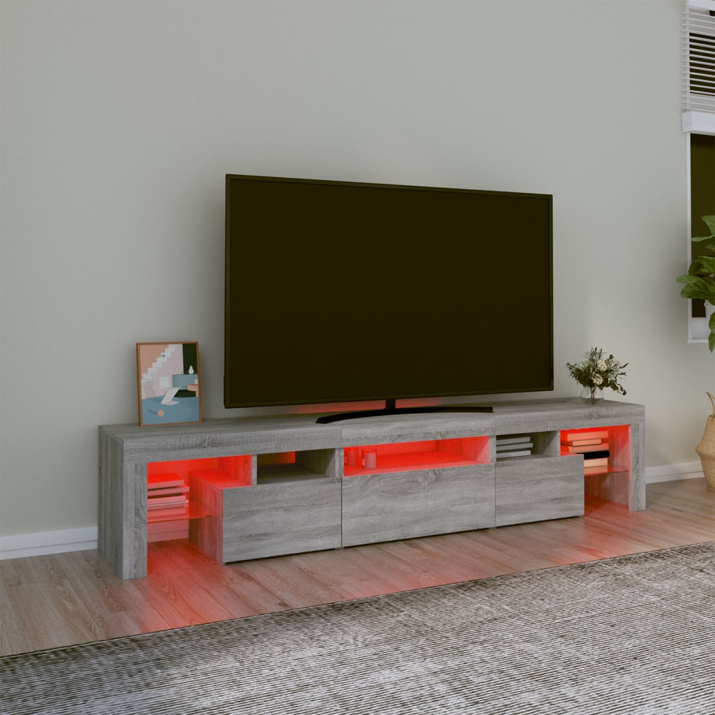TV-taso LED-valoilla harmaa Sonoma 200x36,5x40 cm - Sisustajankoti.fi