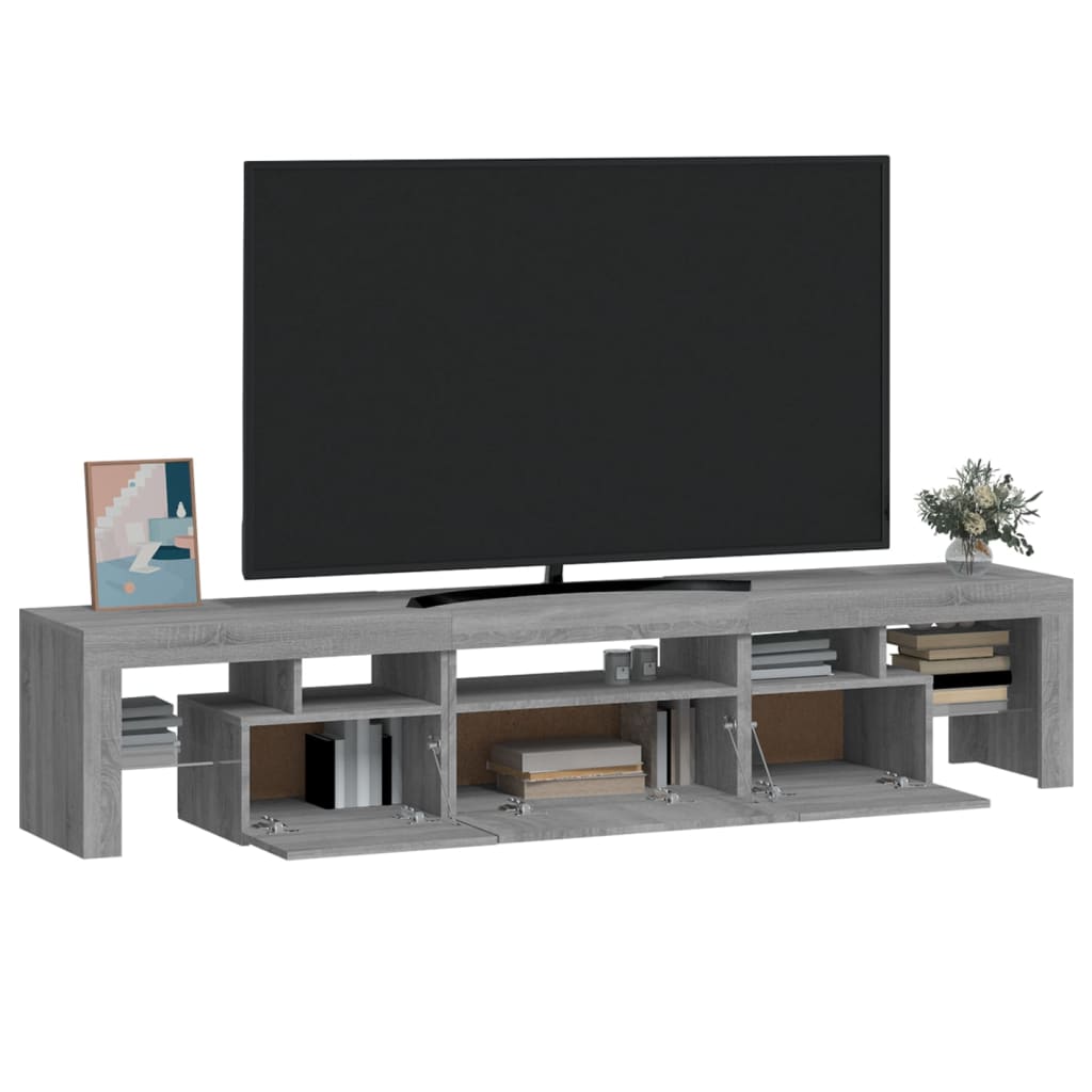 TV-taso LED-valoilla harmaa Sonoma 200x36,5x40 cm - Sisustajankoti.fi