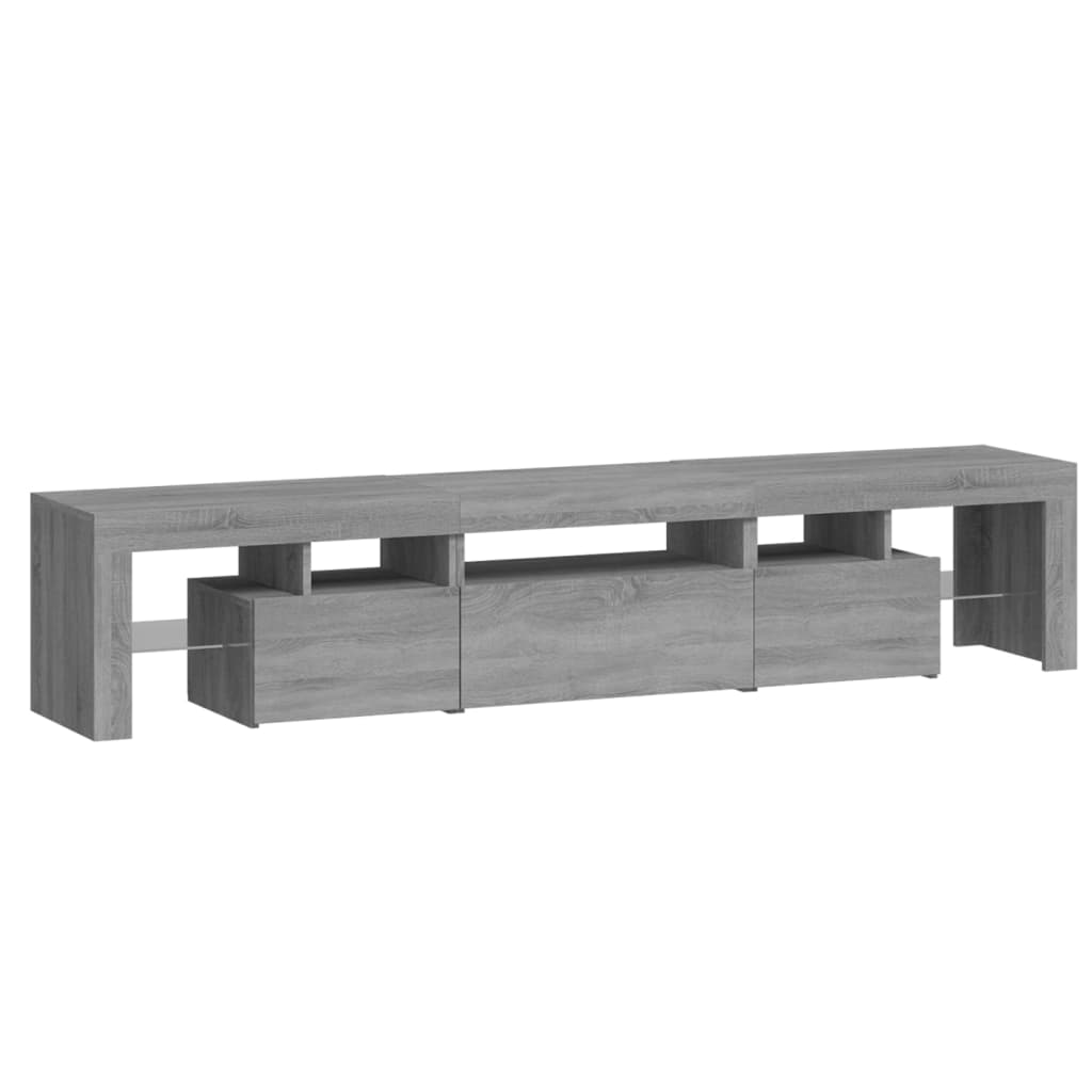TV-taso LED-valoilla harmaa Sonoma 200x36,5x40 cm - Sisustajankoti.fi