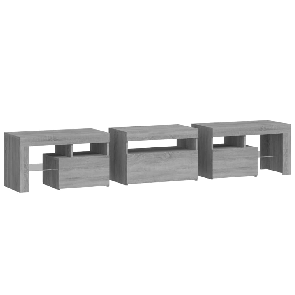 TV-taso LED-valoilla harmaa Sonoma 200x36,5x40 cm - Sisustajankoti.fi