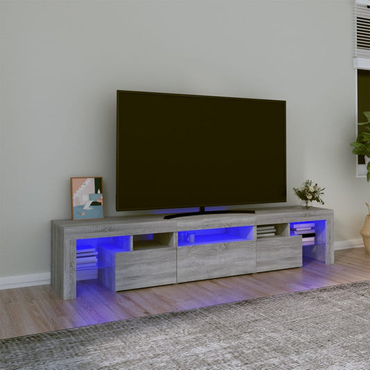 TV-taso LED-valoilla harmaa Sonoma 200x36,5x40 cm - Sisustajankoti.fi