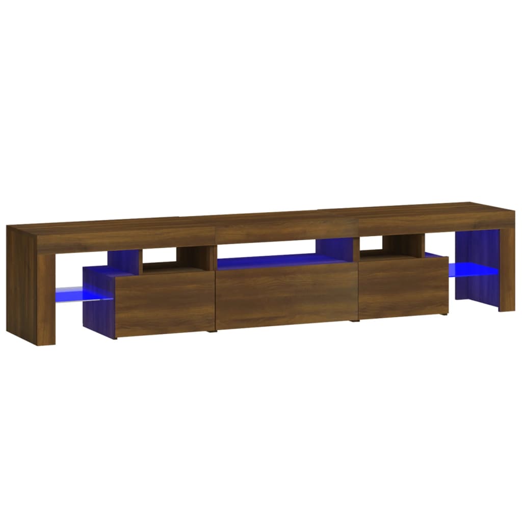 TV-taso LED-valoilla ruskea tammi 200x36,5x40 cm - Sisustajankoti.fi