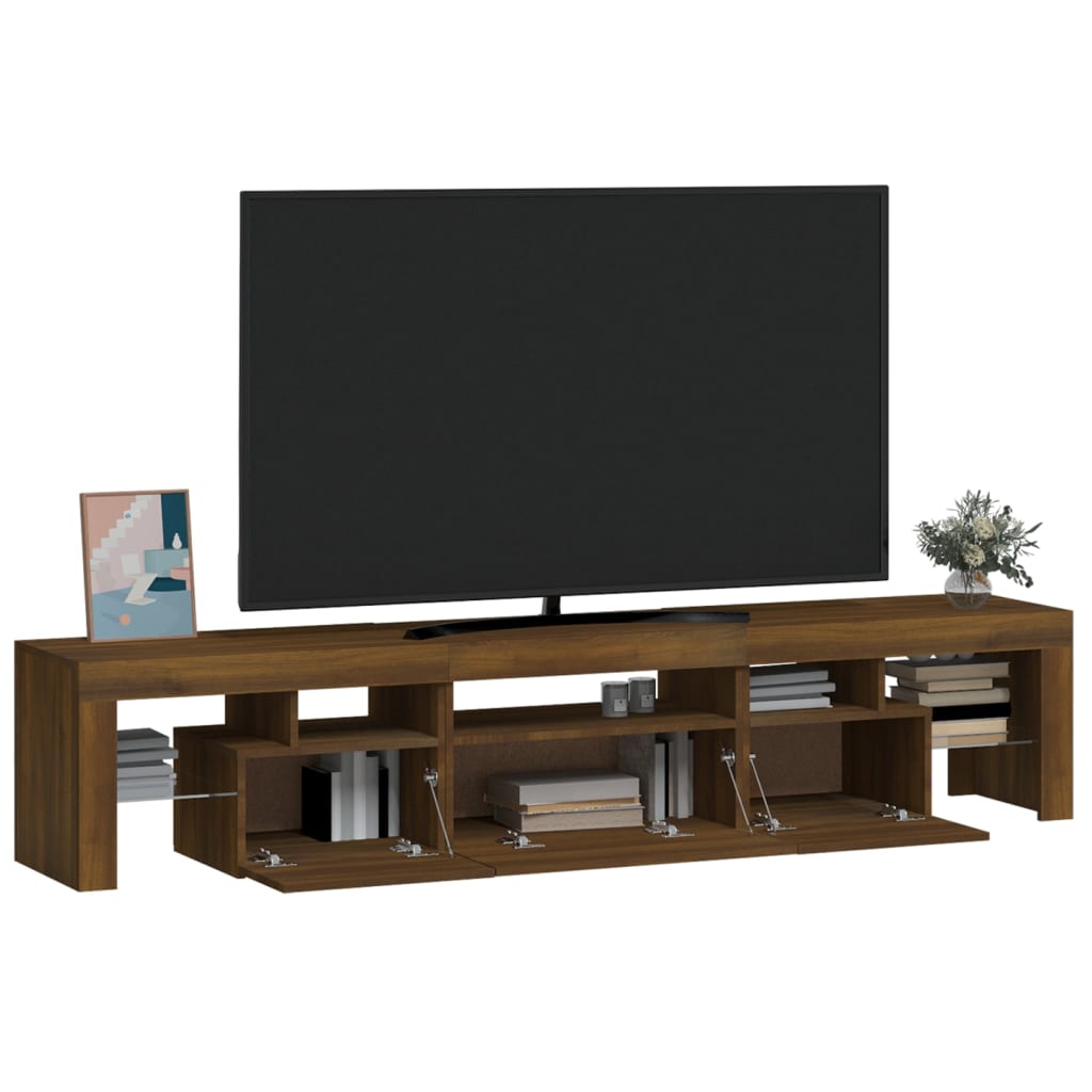 TV-taso LED-valoilla ruskea tammi 200x36,5x40 cm - Sisustajankoti.fi