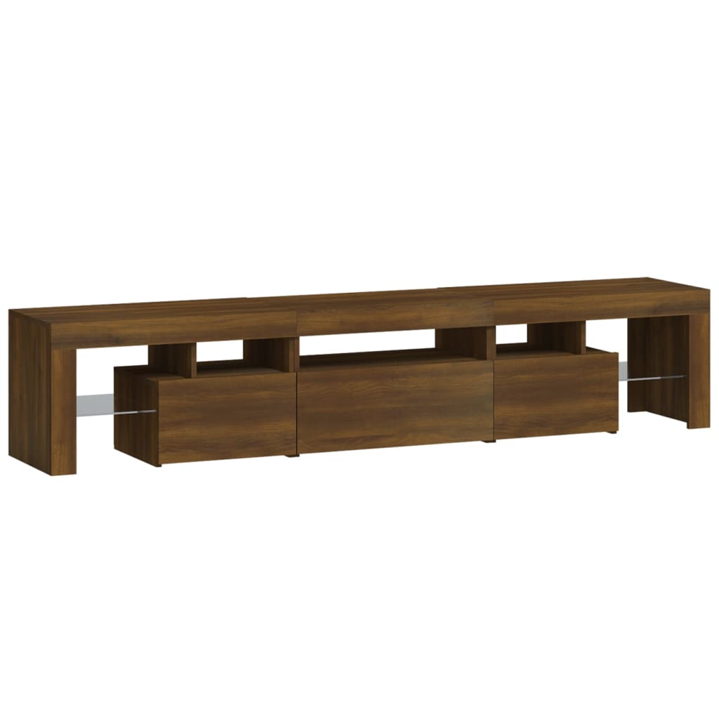 TV-taso LED-valoilla ruskea tammi 200x36,5x40 cm - Sisustajankoti.fi