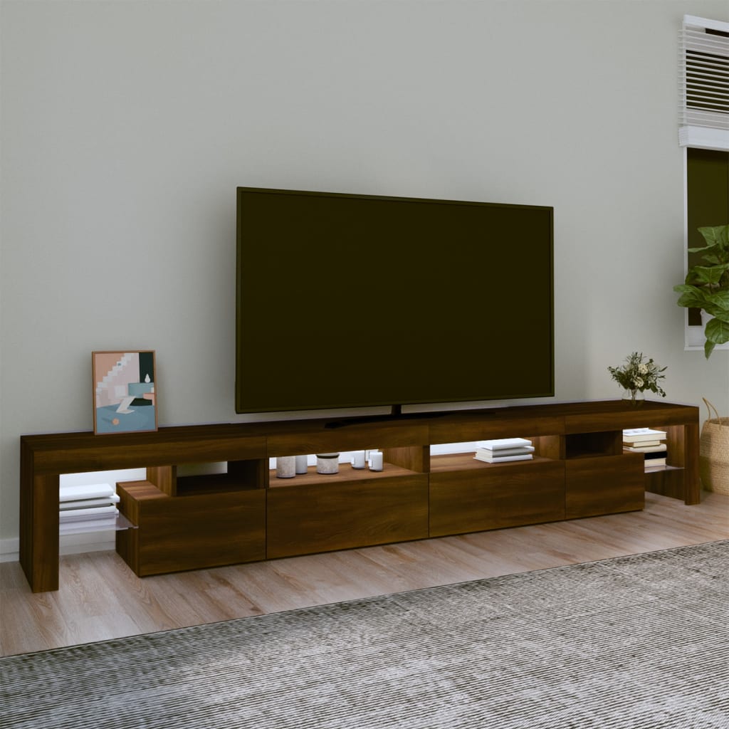 TV-taso LED-valoilla ruskea tammi 280x36,5x40 cm - Sisustajankoti.fi