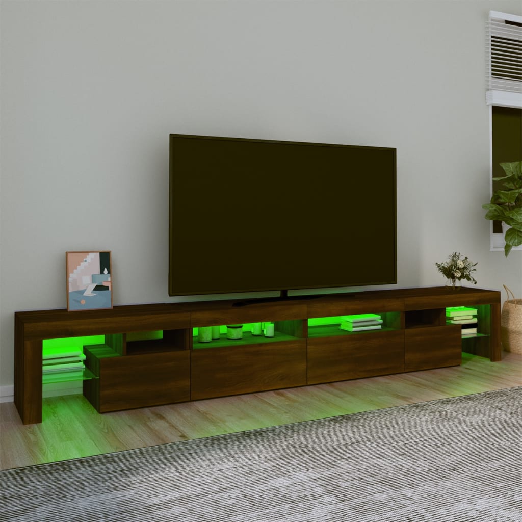 TV-taso LED-valoilla ruskea tammi 280x36,5x40 cm - Sisustajankoti.fi