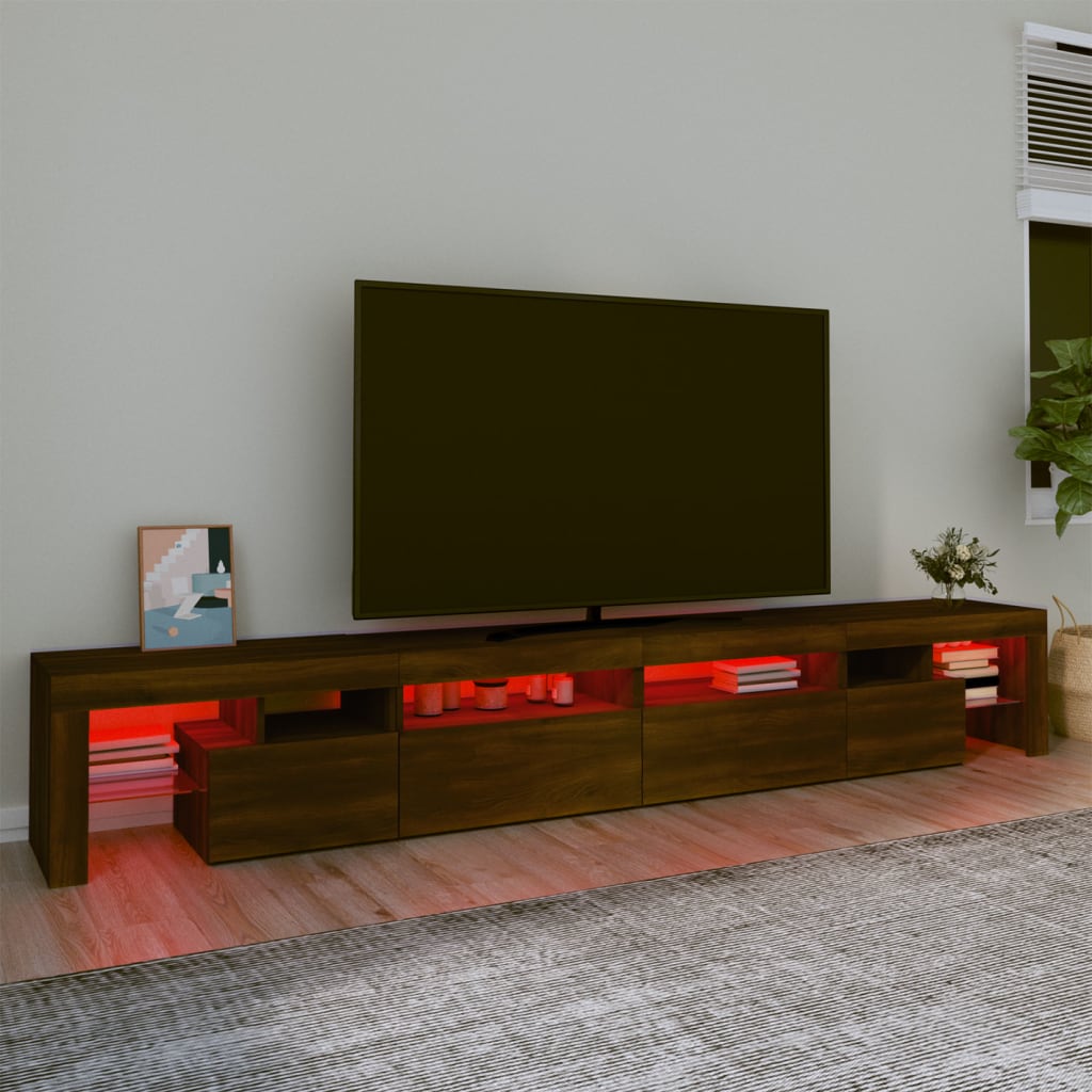 TV-taso LED-valoilla ruskea tammi 280x36,5x40 cm - Sisustajankoti.fi