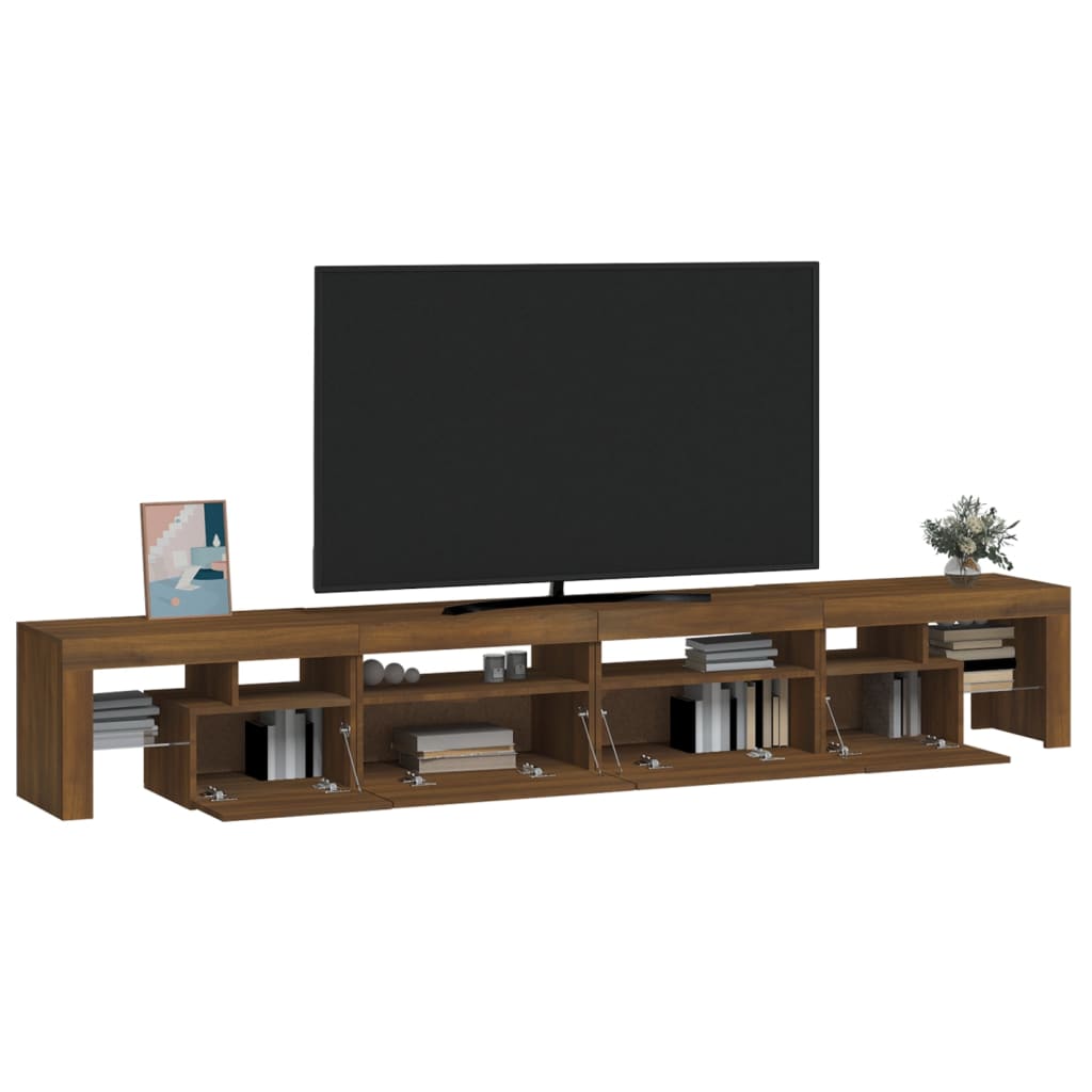 TV-taso LED-valoilla ruskea tammi 280x36,5x40 cm - Sisustajankoti.fi