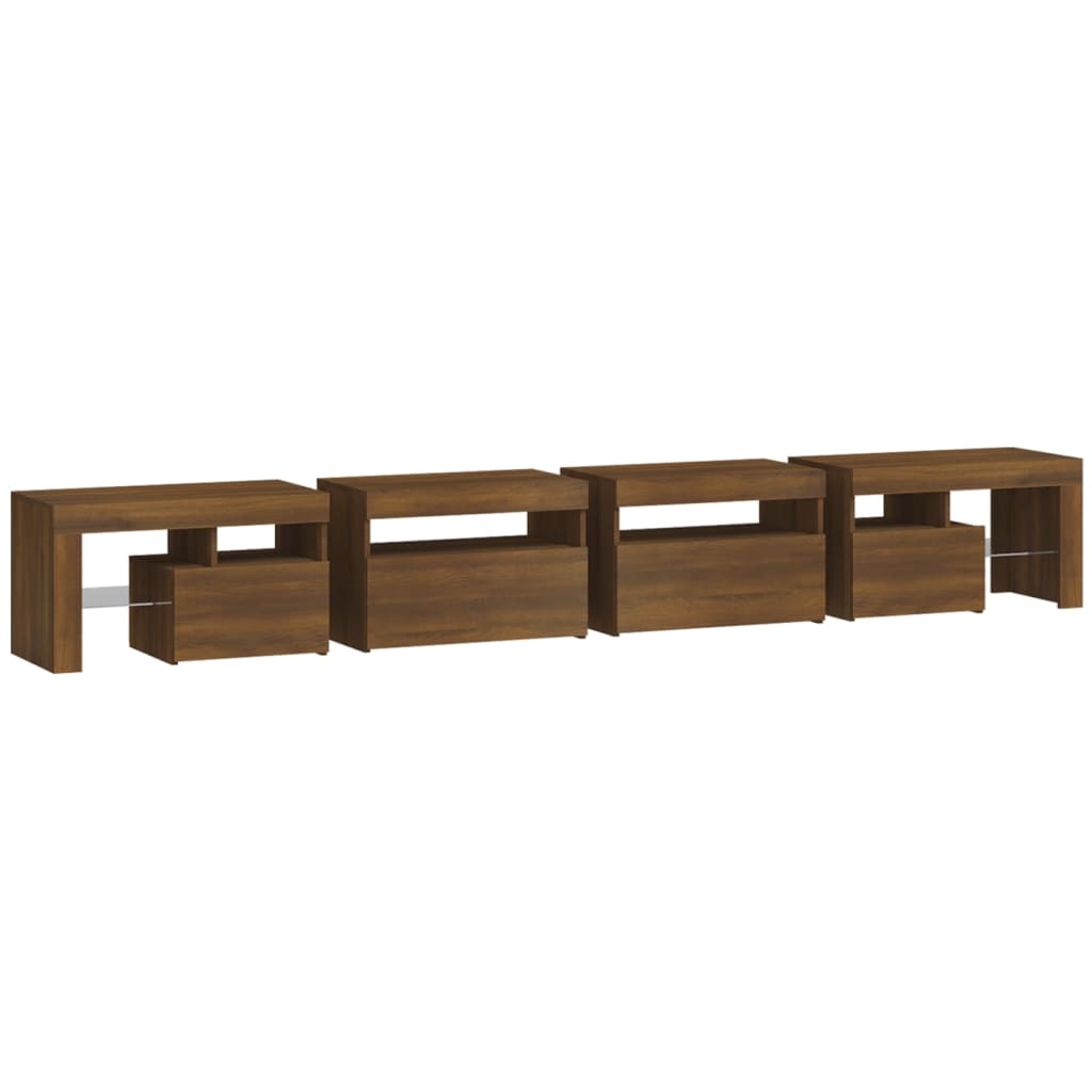 TV-taso LED-valoilla ruskea tammi 280x36,5x40 cm - Sisustajankoti.fi