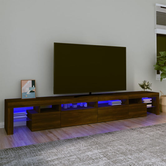 TV-taso LED-valoilla ruskea tammi 280x36,5x40 cm - Sisustajankoti.fi