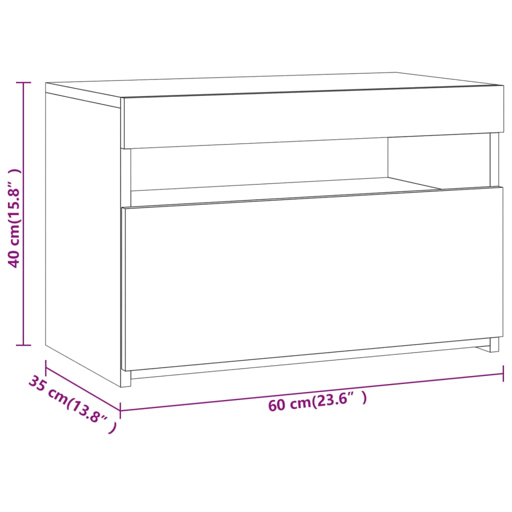 Yöpöytä LED-valoilla ruskea tammi 60x35x40 cm - Sisustajankoti.fi