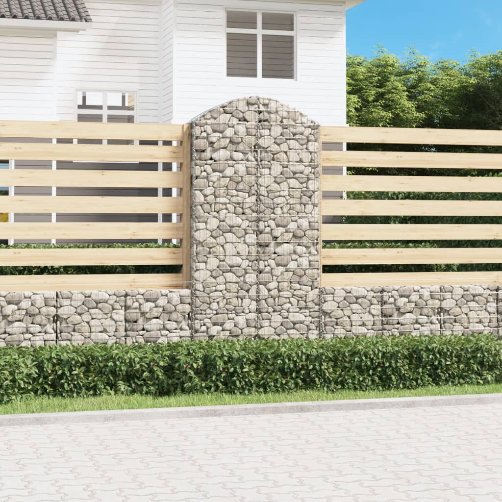 Kaareva kivikori 100x30x200/220 cm galvanoitu rauta - Sisustajankoti.fi