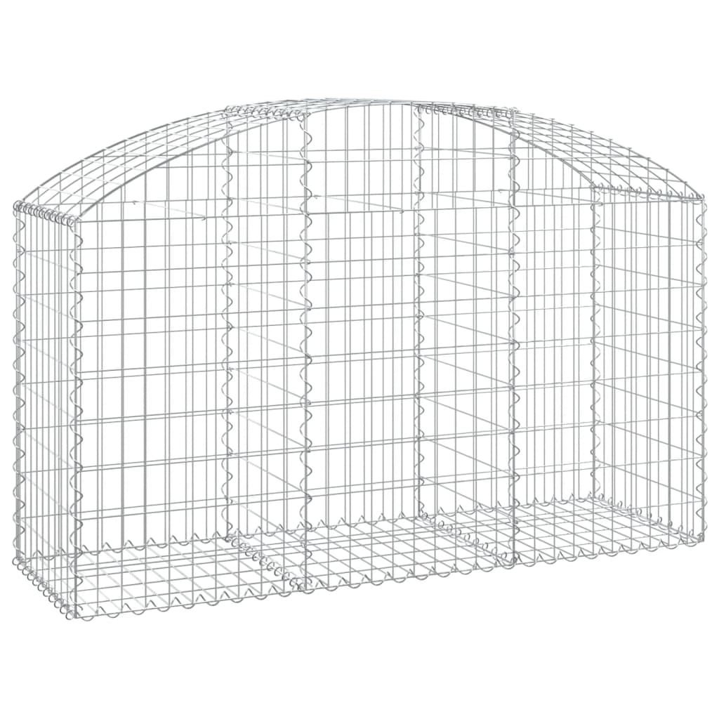 Kaareva kivikori 150x50x80/100 cm galvanoitu rauta - Sisustajankoti.fi