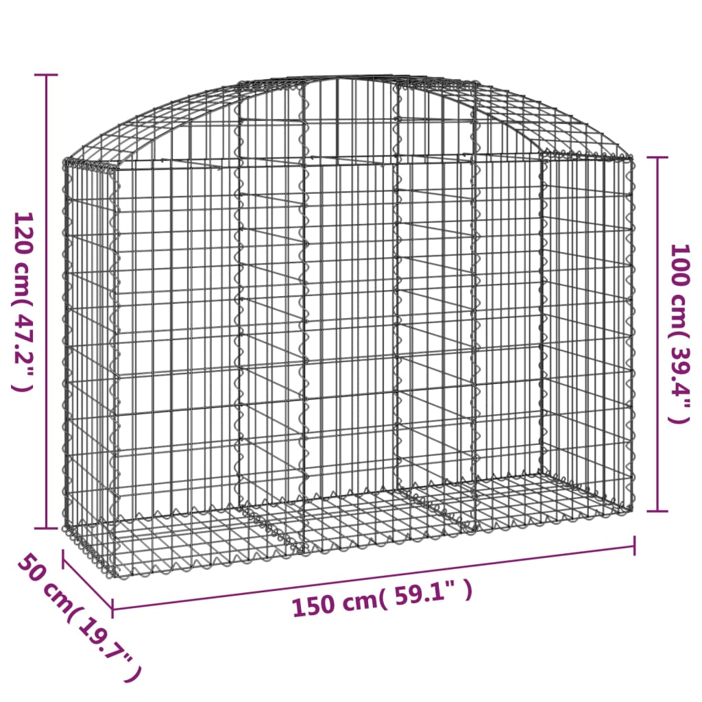 Kaareva kivikori 150x50x100/120 cm galvanoitu rauta - Sisustajankoti.fi