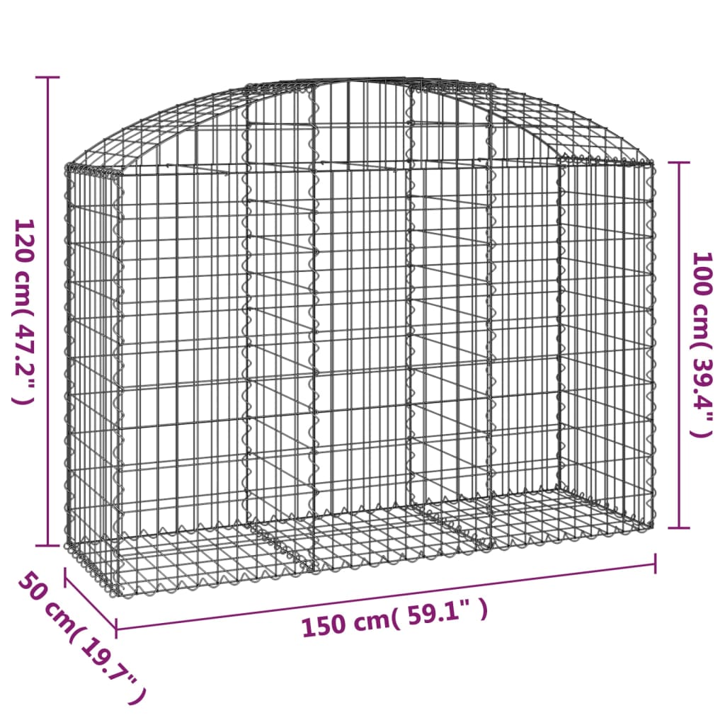 Kaareva kivikori 150x50x100/120 cm galvanoitu rauta - Sisustajankoti.fi