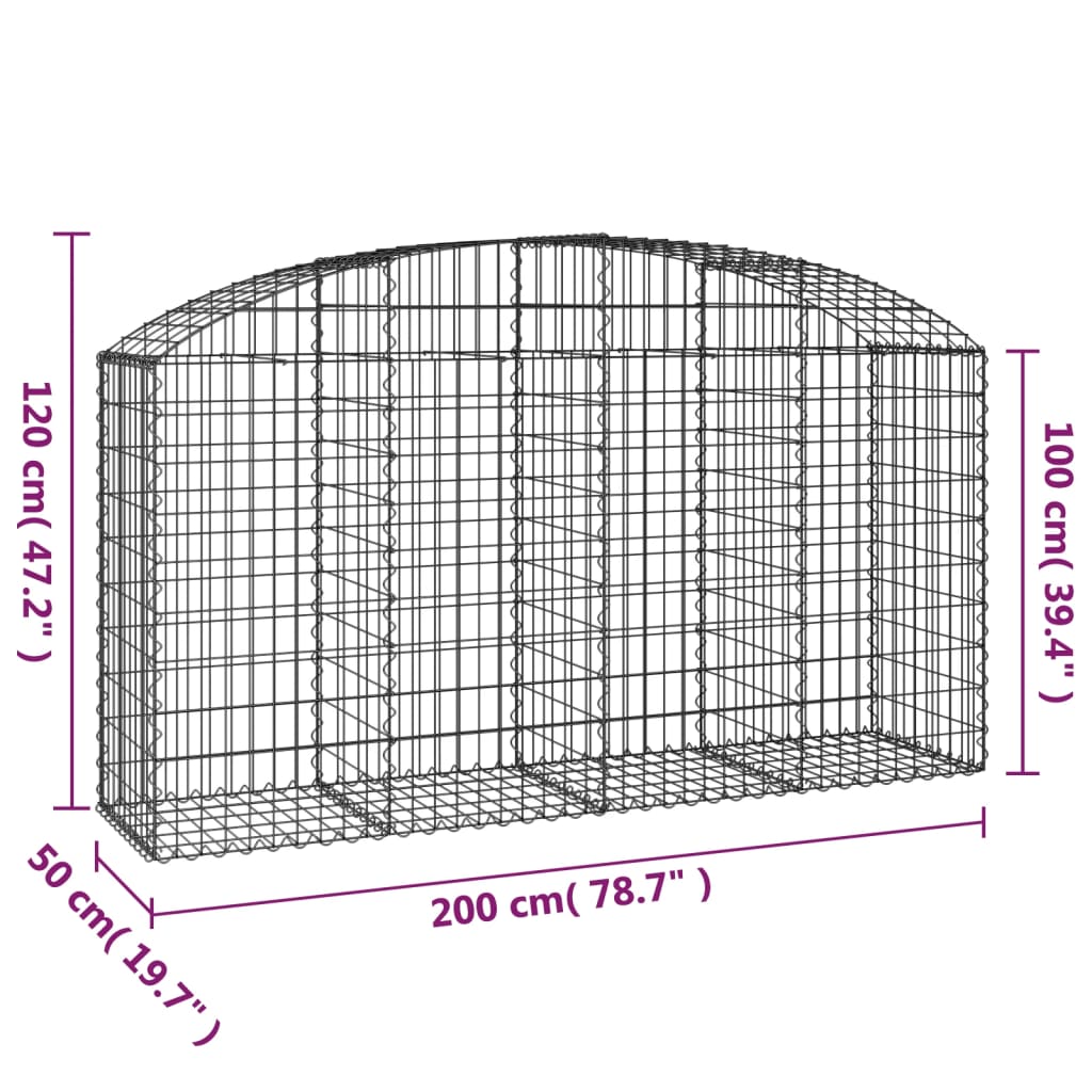 Kaareva kivikori 200x50x100/120 cm galvanoitu rauta - Sisustajankoti.fi